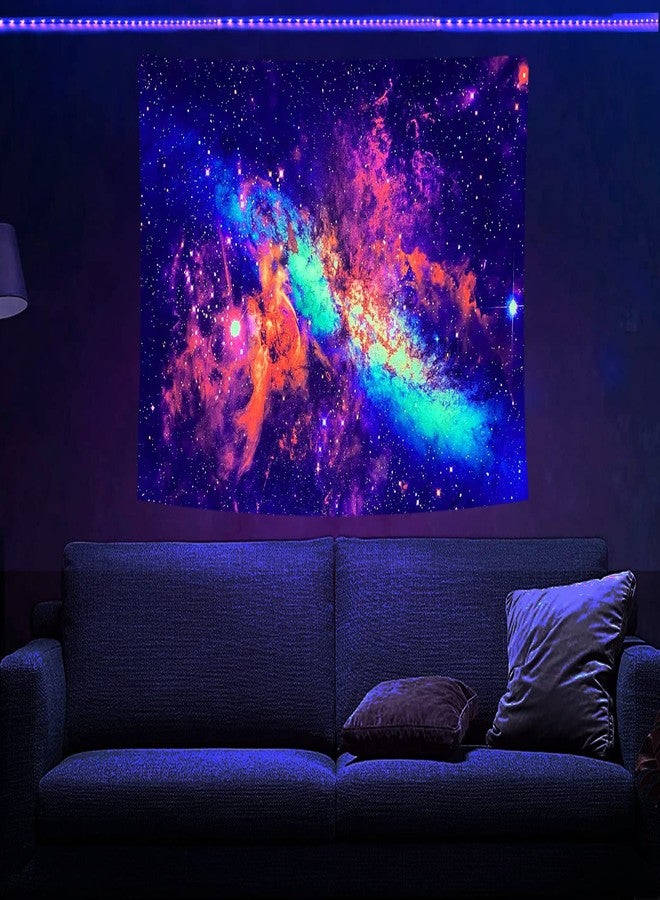 PSYHILAR Blacklight Tapestry Galaxy Nebula Stars UV Reactive Neon Universe Space Wall Hanging Black Light Posters for Adults (79 x 59 Inches) - Image 1